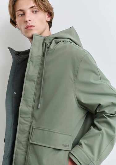  Mavi Kapüşonlu Yeşil Mont 0110620-80692