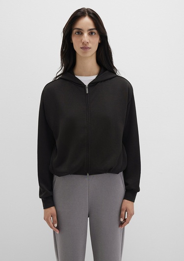  Mavi Fermuarlı Tencel TM Siyah Sweatshirt 1S10489-900