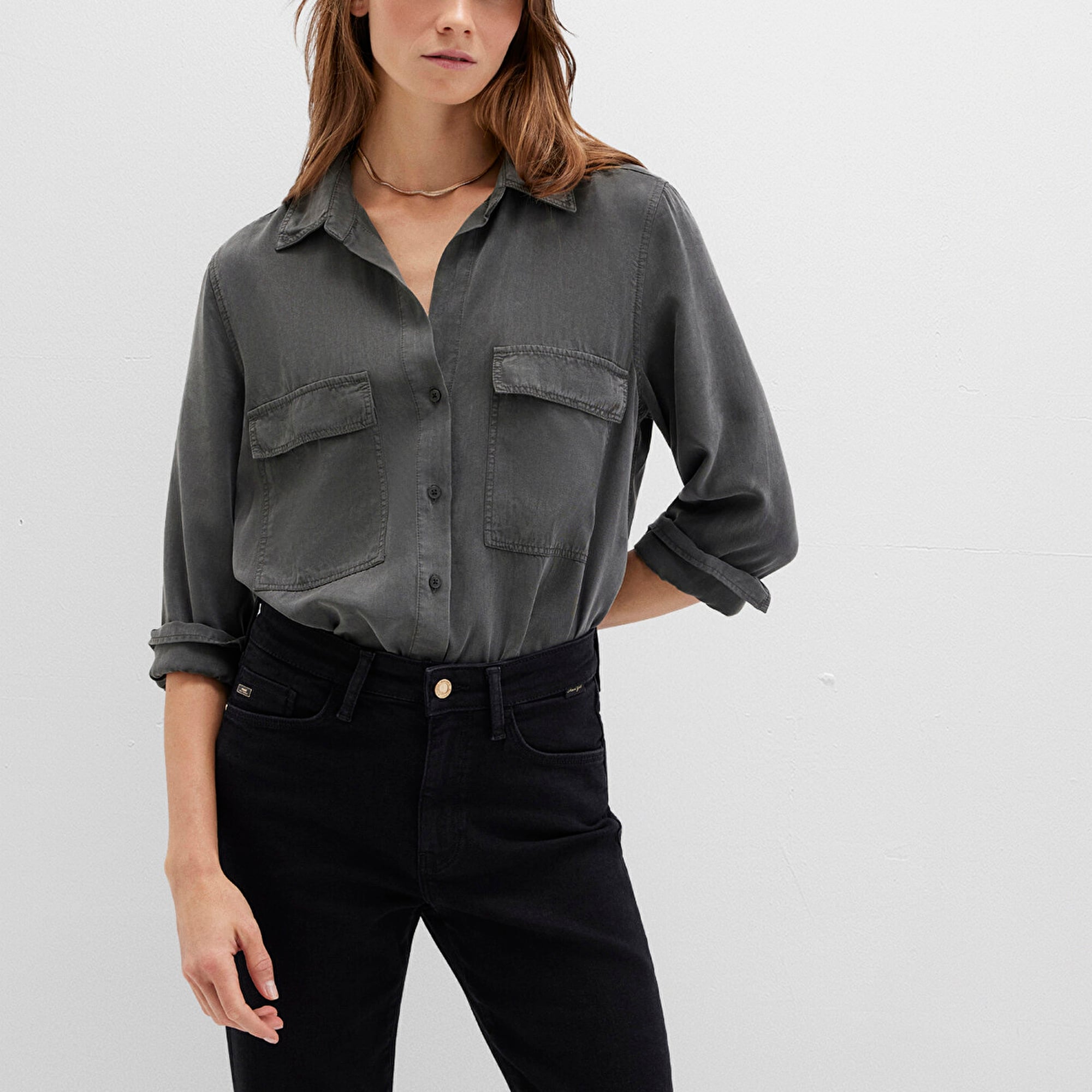 Mavi Lux Touch Antrasit Modal Gömlek Regular Fit / Normal Kesim 1210951-70088