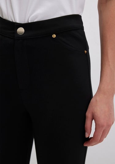  Mavi Düğmeli Siyah Tayt 1011096-900