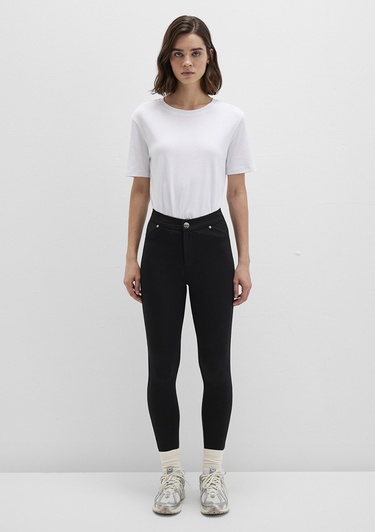  Mavi Düğmeli Siyah Tayt 1011096-900