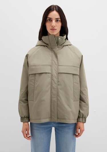  Mavi Kapüşonlu Haki Ceket Oversize / Geniş Kesim 1110348-71818