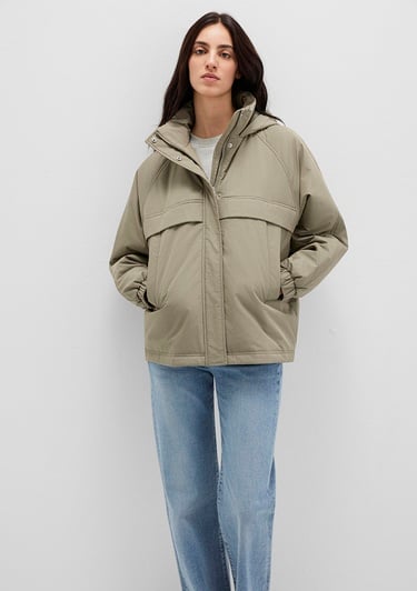  Mavi Kapüşonlu Haki Ceket Oversize / Geniş Kesim 1110348-71818