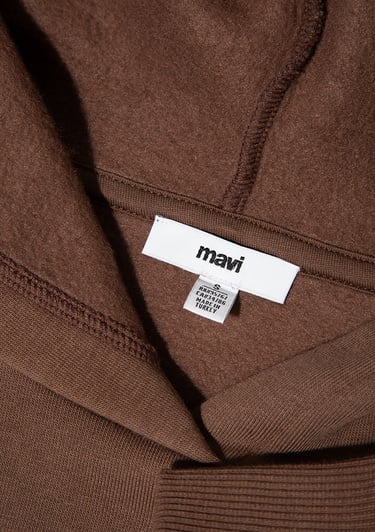  Mavi Kapüşonlu Kahverengi Basic Sweatshirt 167299-81959
