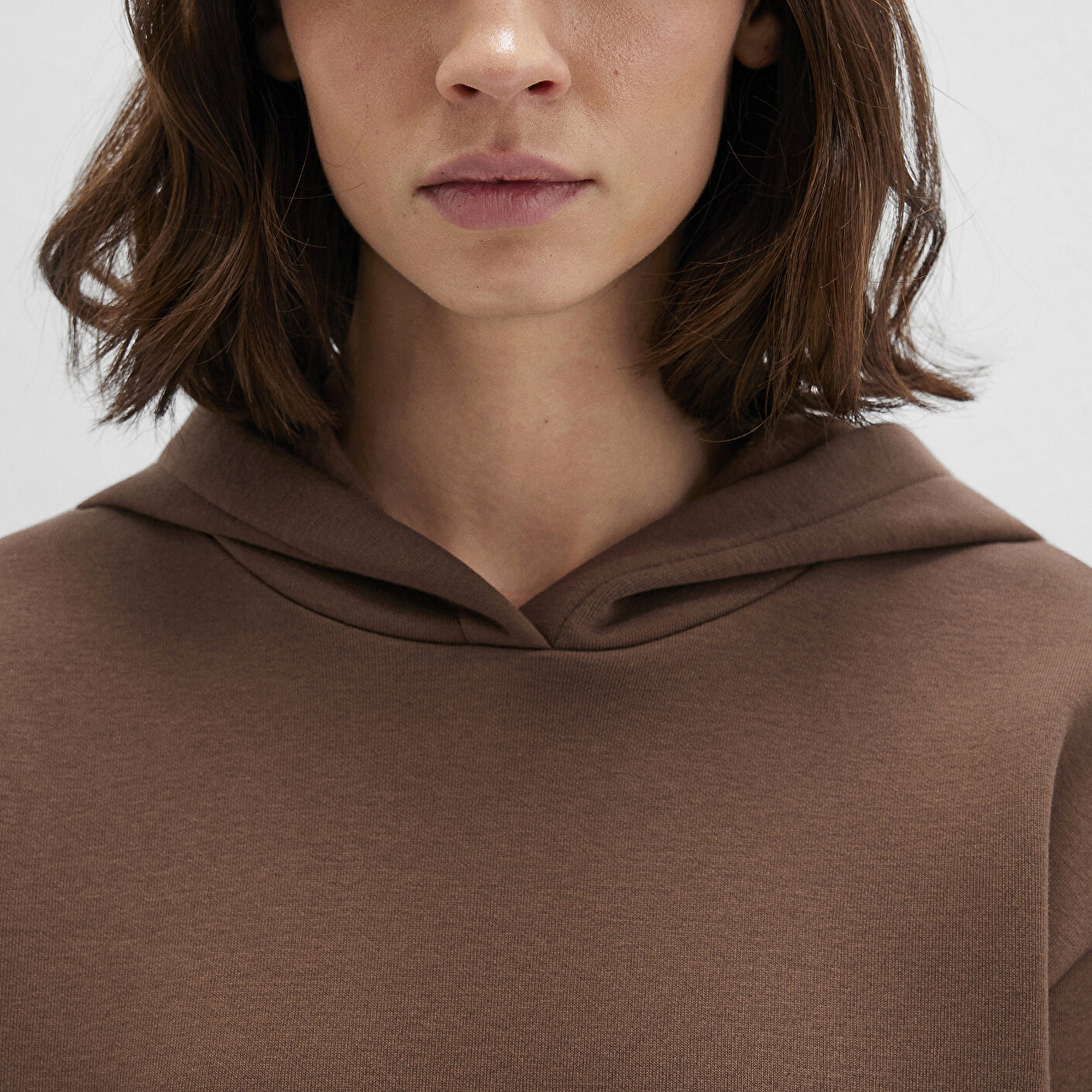 Mavi Kapüşonlu Kahverengi Basic Sweatshirt 167299-81959