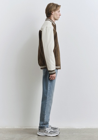  Mavi Mavi Baskılı Suni Süet Kolej Ceketi Loose Fit / Bol Rahat Kesim 0110724-70242