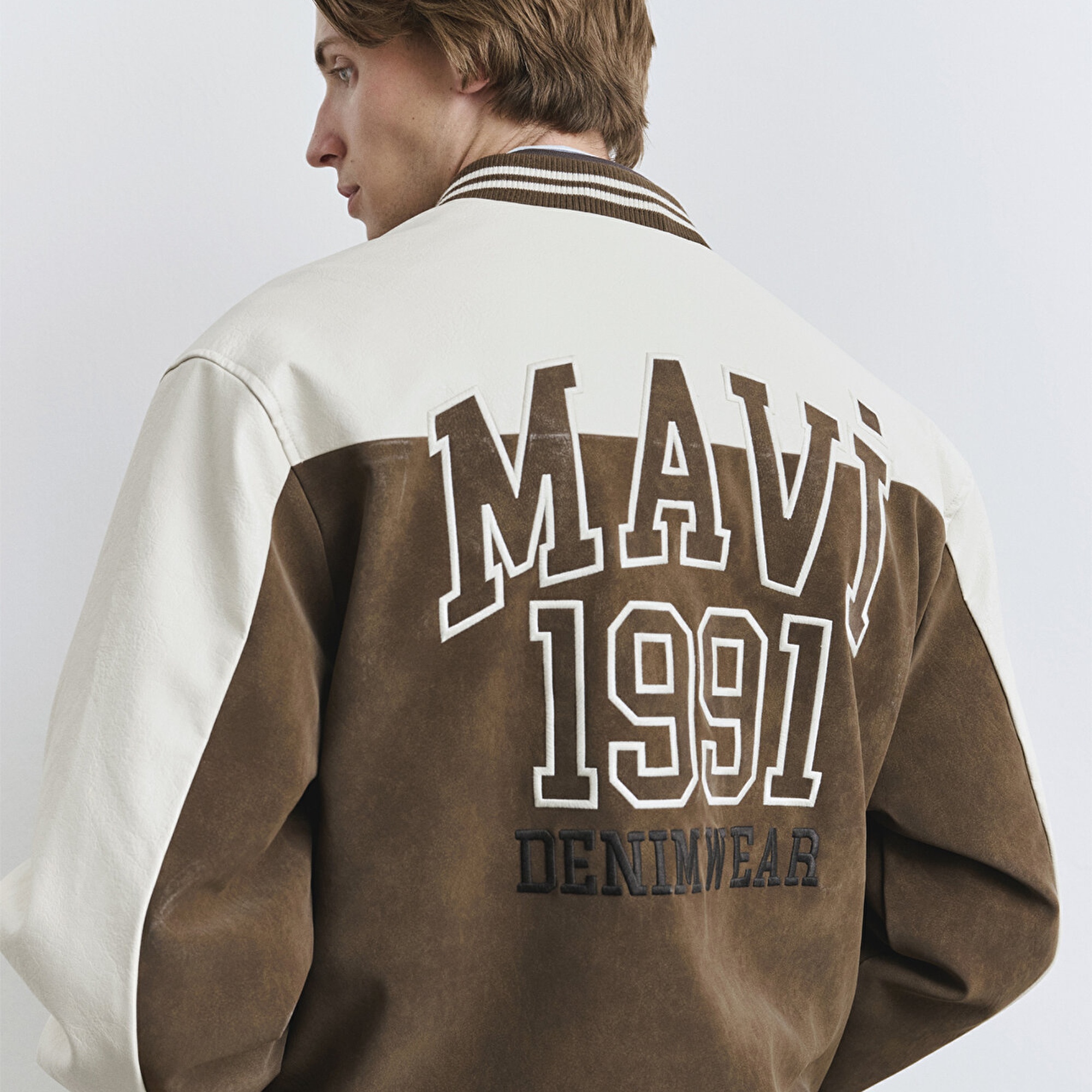 Mavi Mavi Baskılı Suni Süet Kolej Ceketi Loose Fit / Bol Rahat Kesim 0110724-70242