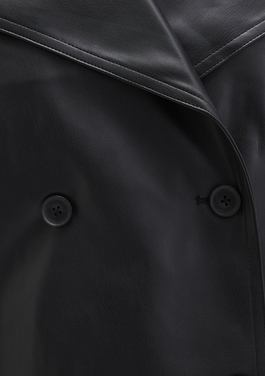  Mavi Siyah Suni Deri Ceket Oversize / Geniş Kesim 1110709-900