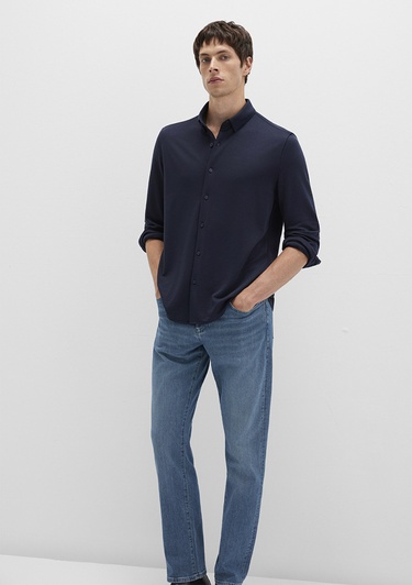  Mavi Lacivert Gömlek Slim Fit / Dar Kesim 0211908-70488