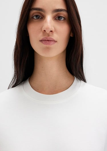  Mavi Ekru Basic Tişört Loose Fit / Bol Rahat Kesim 1613820-70057