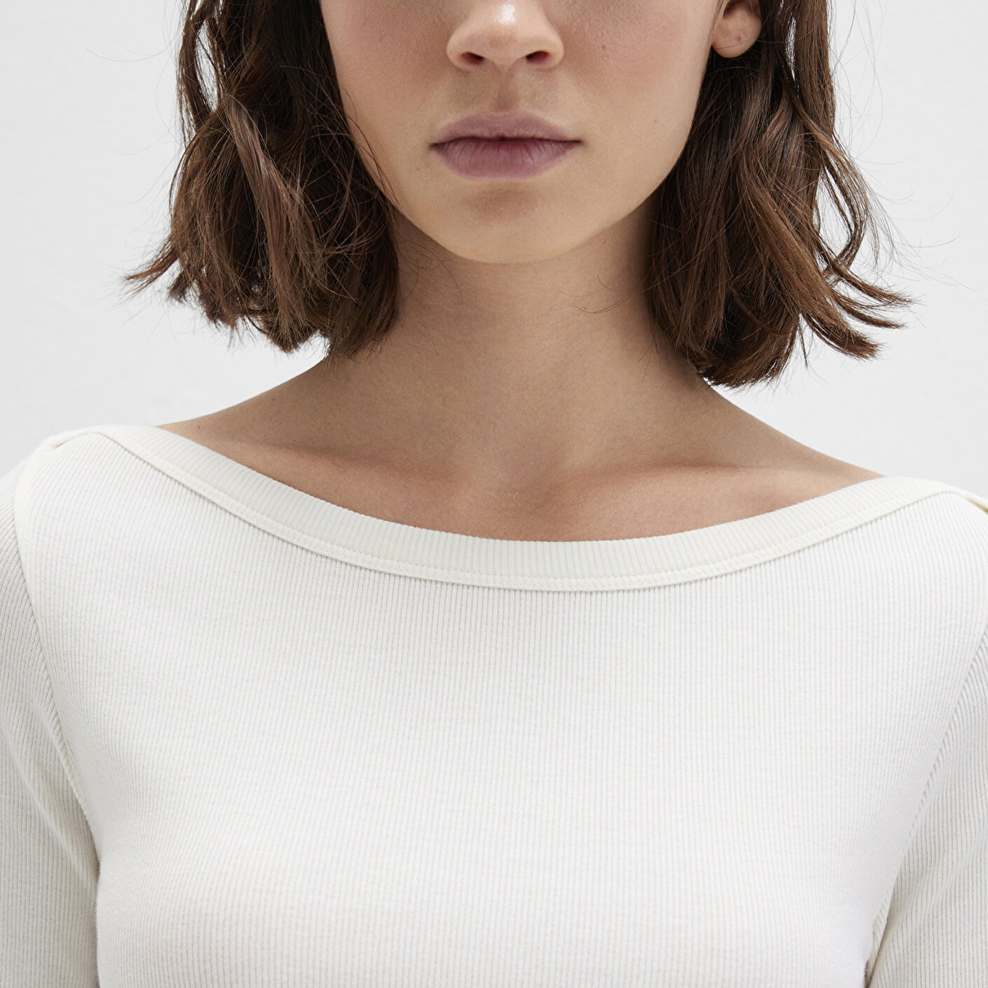 Mavi Uzun Kollu Ekru Basic Tişört Slim Fit / Dar Kesim 1613622-80194