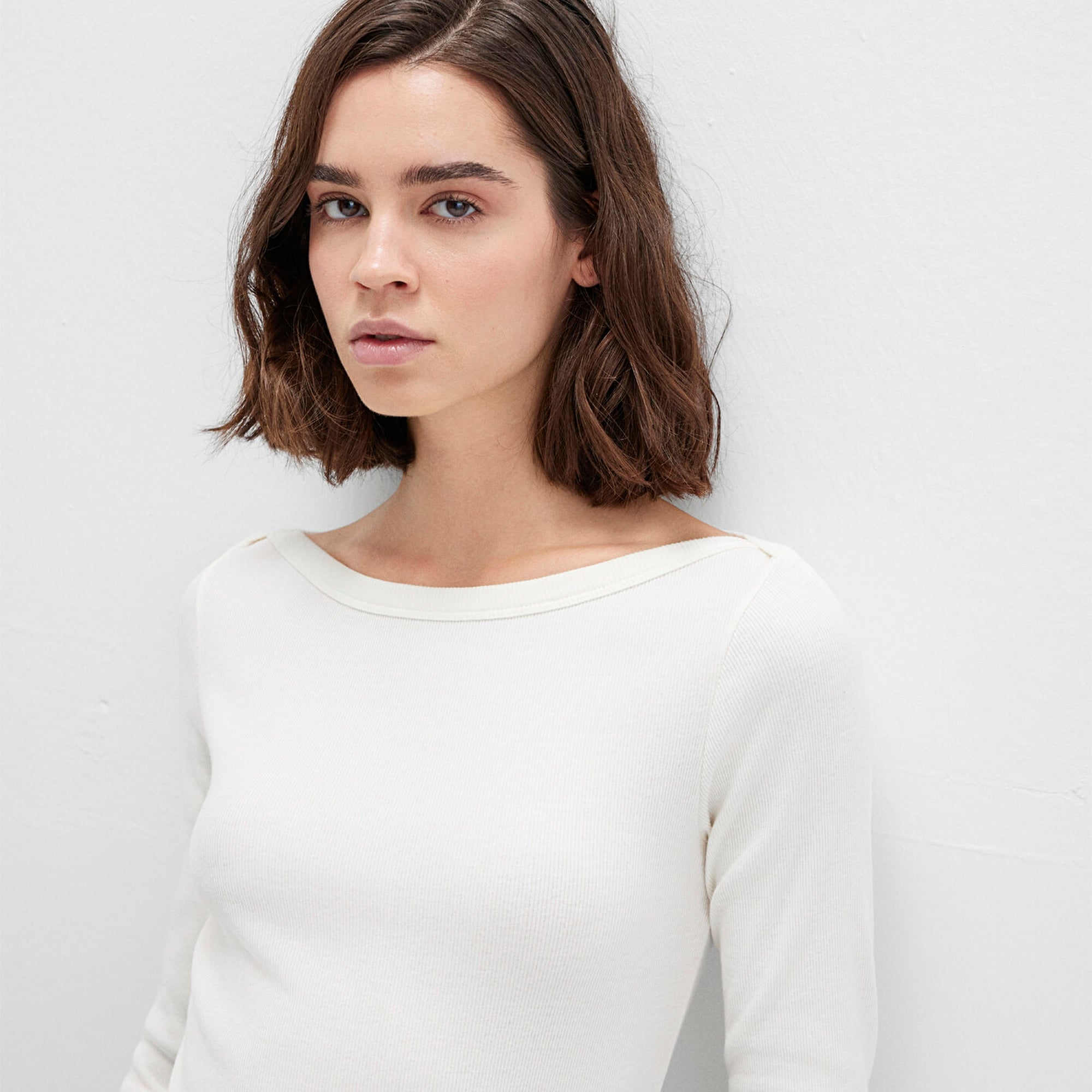 Mavi Uzun Kollu Ekru Basic Tişört Slim Fit / Dar Kesim 1613622-80194