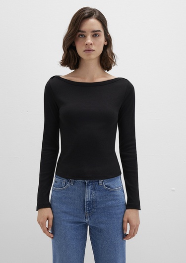  Mavi Uzun Kollu Siyah Basic Tişört Slim Fit / Dar Kesim 1613622-900