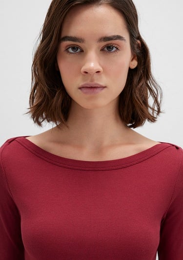  Mavi Uzun Kollu Kırmızı Basic Tişört Slim Fit / Dar Kesim 1613622-70430