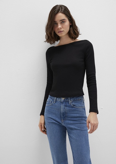  Mavi Uzun Kollu Siyah Basic Tişört Slim Fit / Dar Kesim 1613622-900