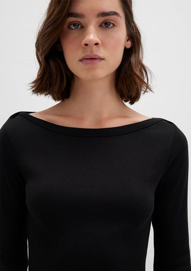  Mavi Uzun Kollu Siyah Basic Tişört Slim Fit / Dar Kesim 1613622-900