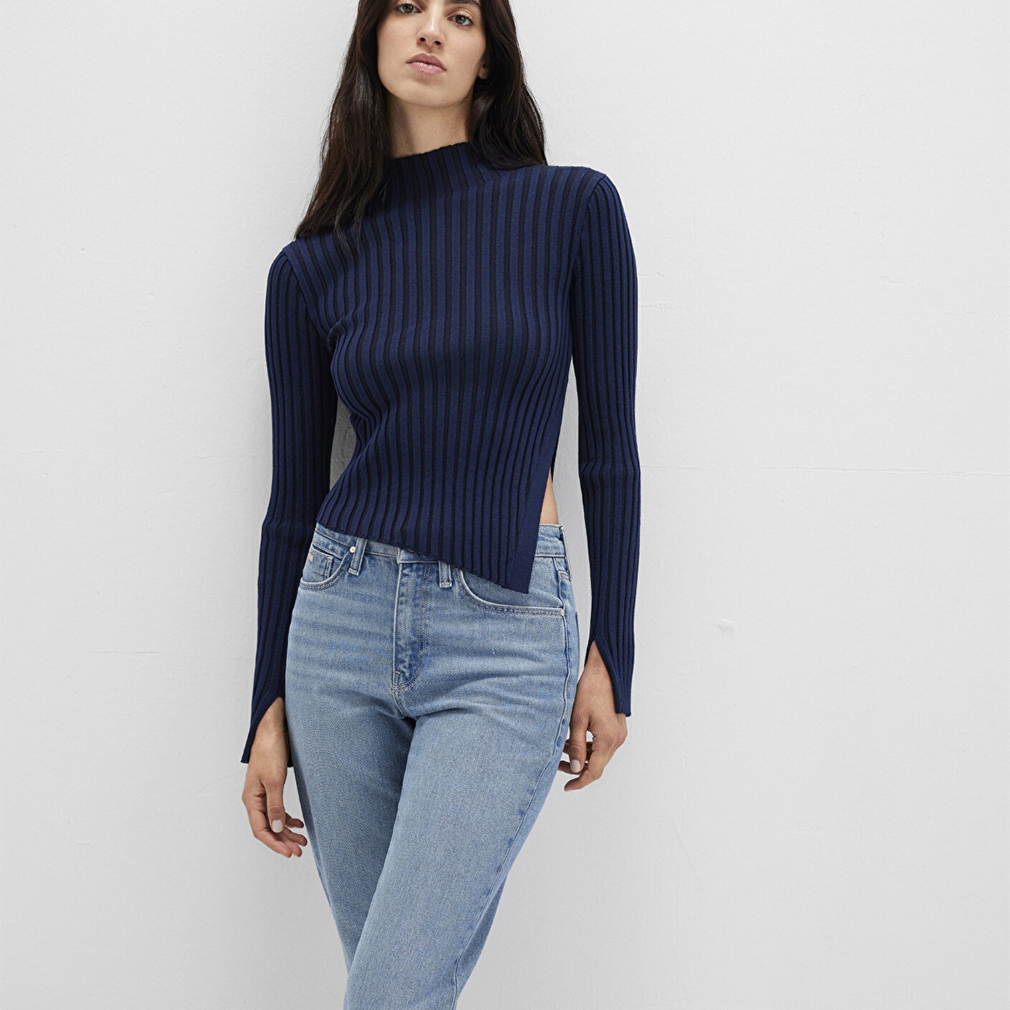 Mavi Lacivert Kazak Fitted / Vücuda Oturan Kesim 1710789-70497