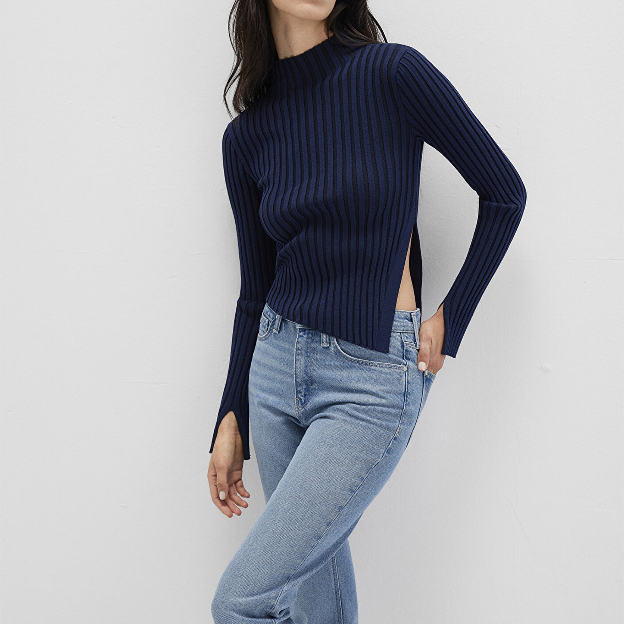 Mavi Lacivert Kazak Fitted / Vücuda Oturan Kesim 1710789-70497