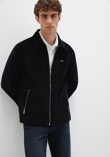  Mavi Siyah Kadife İnce Ceket Loose Fit / Bol Rahat Kesim 0211748-900