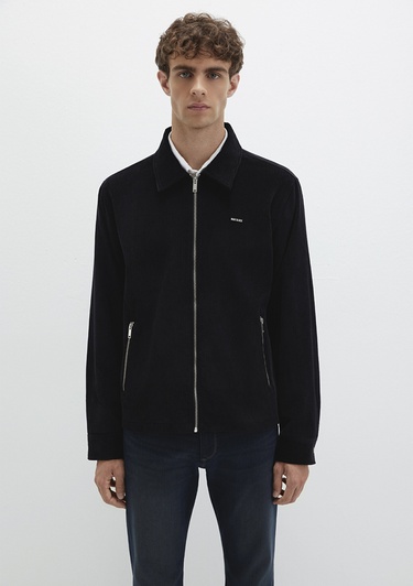  Mavi Siyah Kadife İnce Ceket Loose Fit / Bol Rahat Kesim 0211748-900