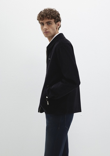  Mavi Siyah Kadife İnce Ceket Loose Fit / Bol Rahat Kesim 0211748-900