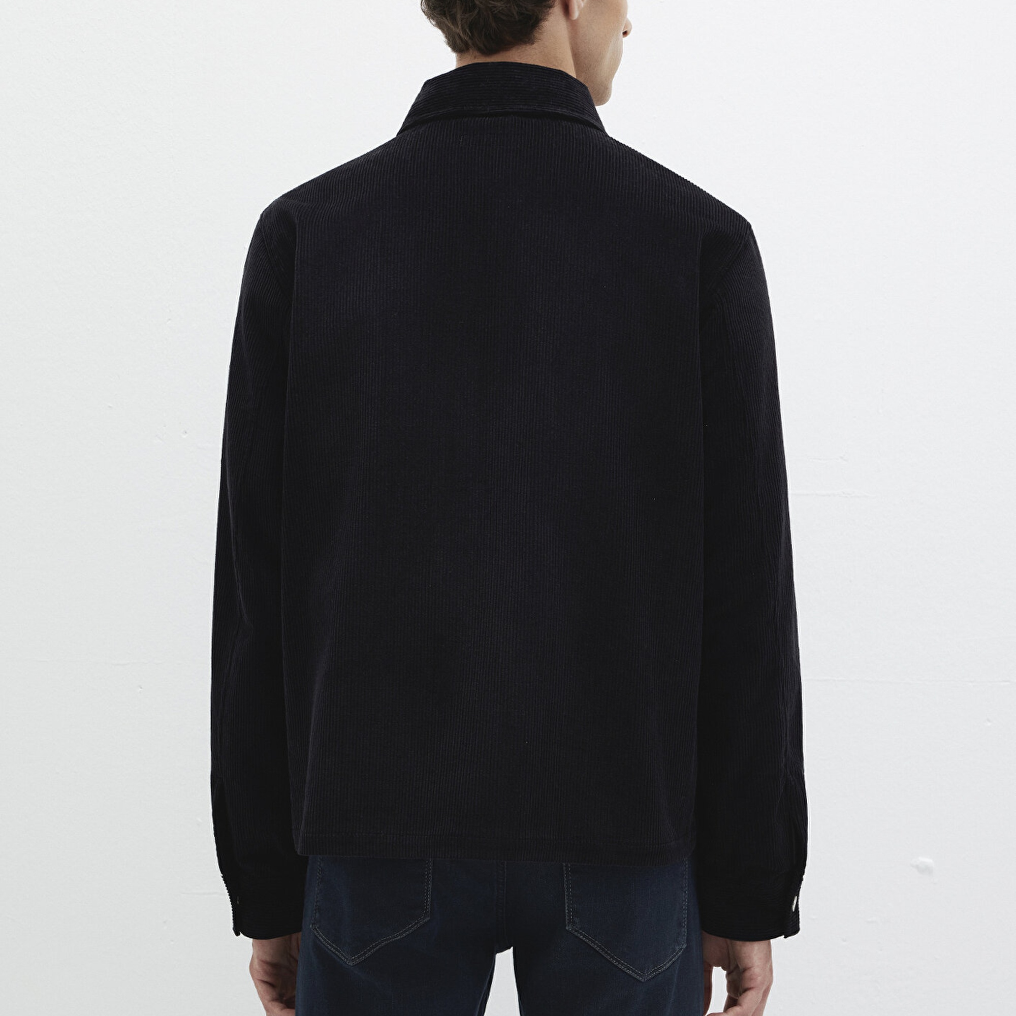 Mavi Siyah Kadife İnce Ceket Loose Fit / Bol Rahat Kesim 0211748-900