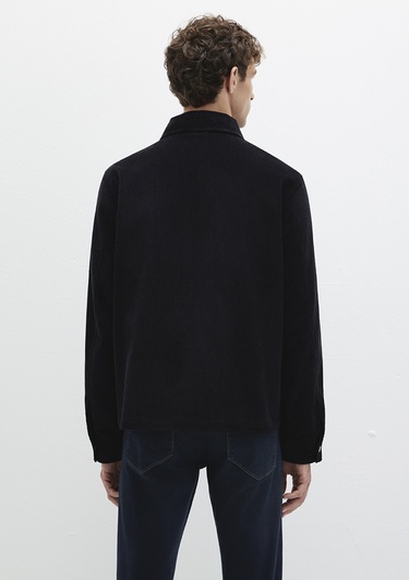  Mavi Siyah Kadife İnce Ceket Loose Fit / Bol Rahat Kesim 0211748-900