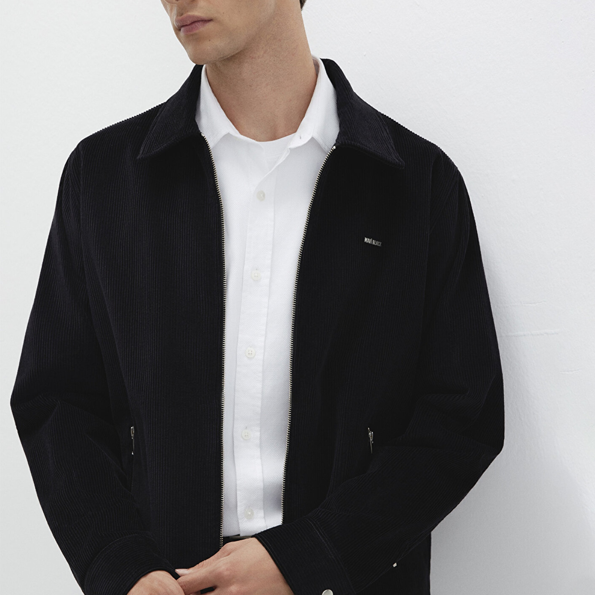 Mavi Siyah Kadife İnce Ceket Loose Fit / Bol Rahat Kesim 0211748-900