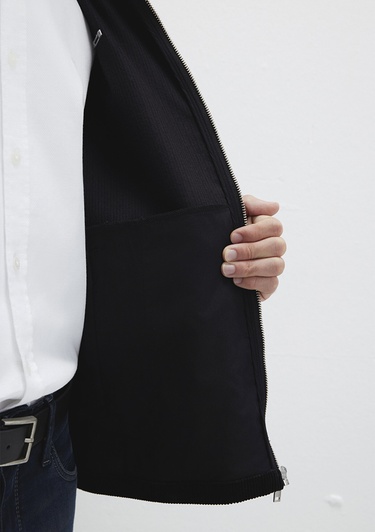  Mavi Siyah Kadife İnce Ceket Loose Fit / Bol Rahat Kesim 0211748-900