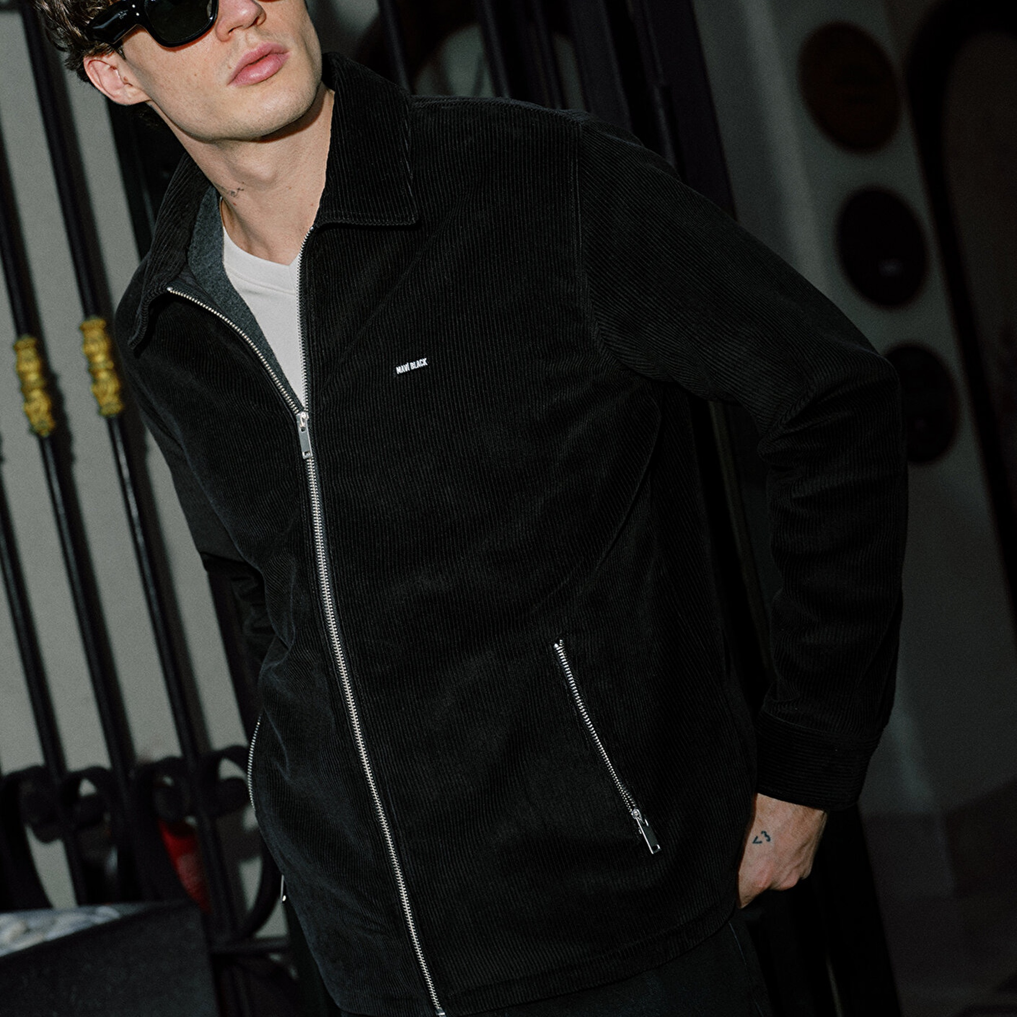 Mavi Siyah Kadife İnce Ceket Loose Fit / Bol Rahat Kesim 0211748-900