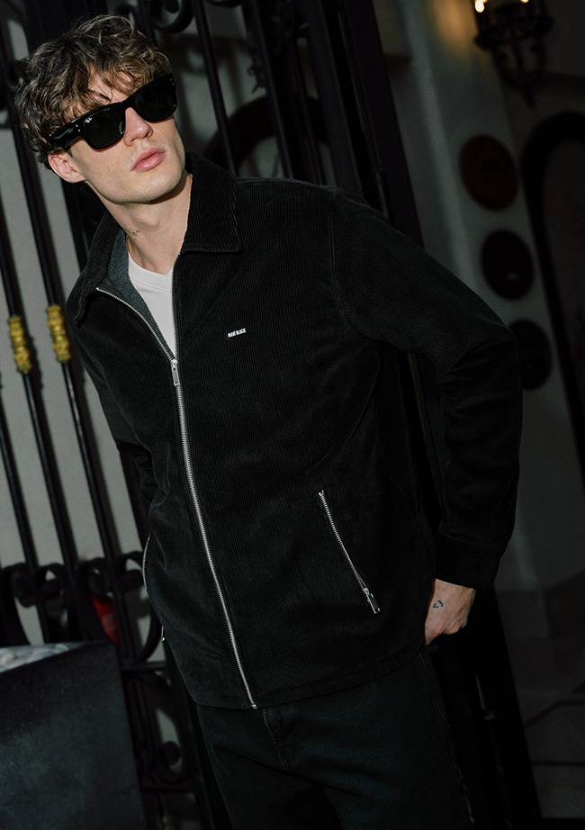  Mavi Siyah Kadife İnce Ceket Loose Fit / Bol Rahat Kesim 0211748-900