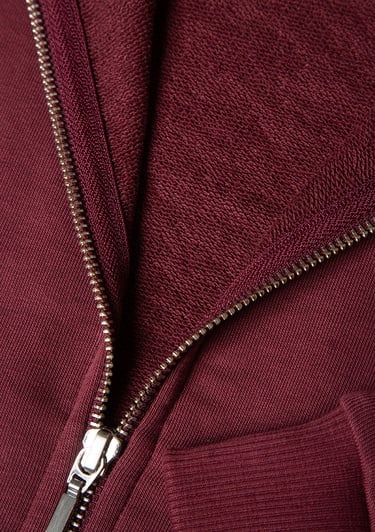  Mavi Biye Detaylı Fermuarlı Bordo Sweatshirt 1S10365-70393