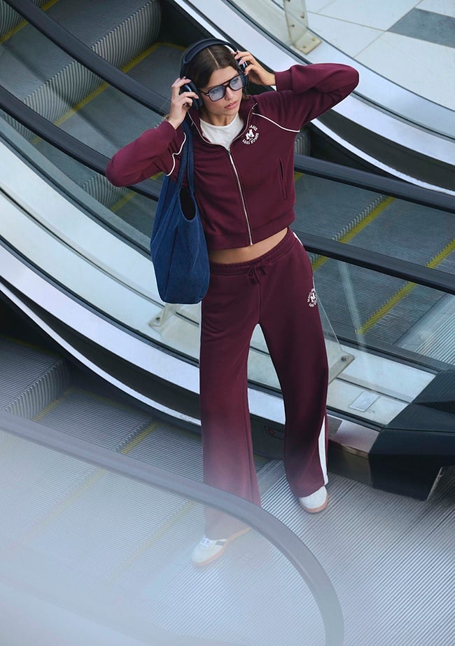  Mavi Biye Detaylı Fermuarlı Bordo Sweatshirt 1S10365-70393