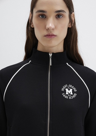  Mavi Biye Detaylı Fermuarlı Siyah Sweatshirt 1S10365-900