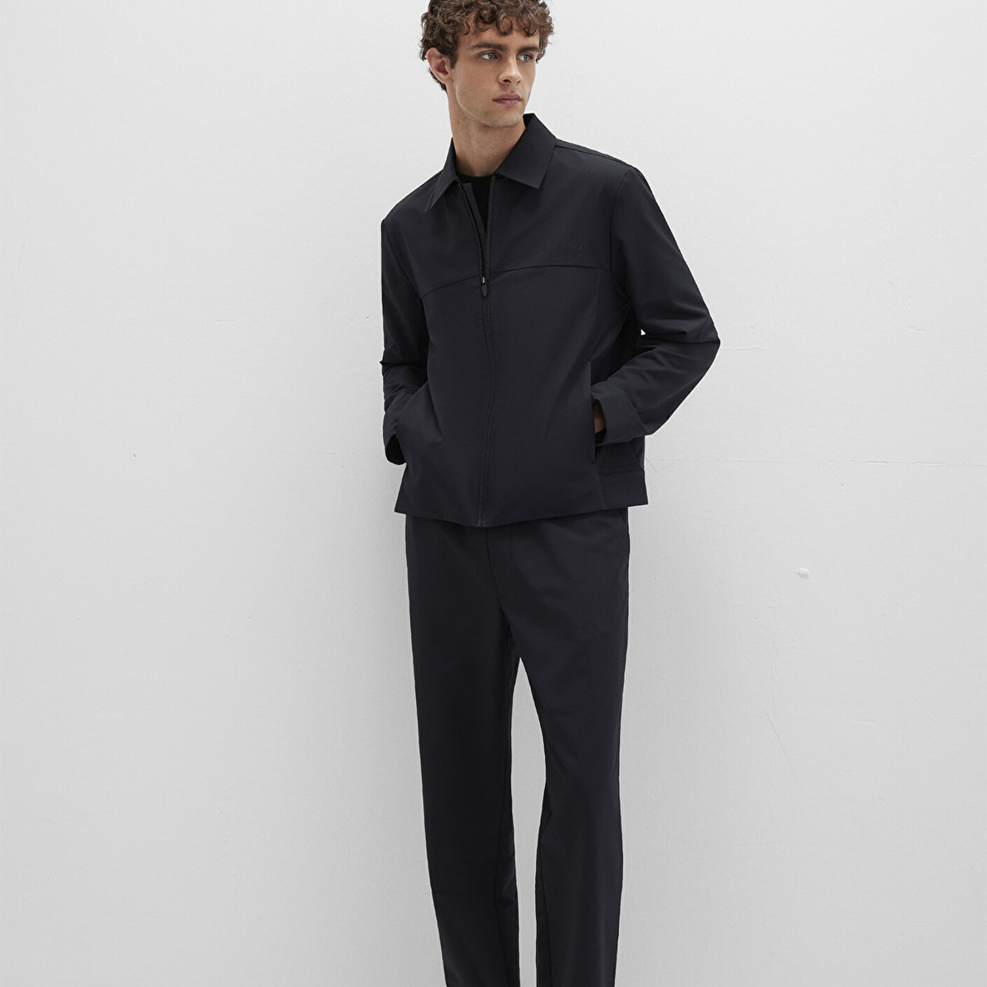 Mavi Siyah Spandex Spor Ceket Regular Fit / Normal Kesim 0110726-71379