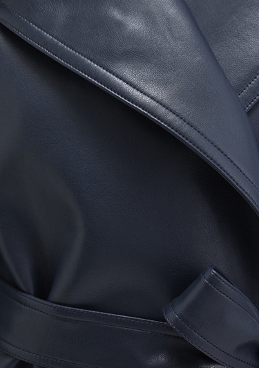  Mavi Lacivert Suni Deri Ceket Loose Fit / Bol Rahat Kesim 1110717-87822