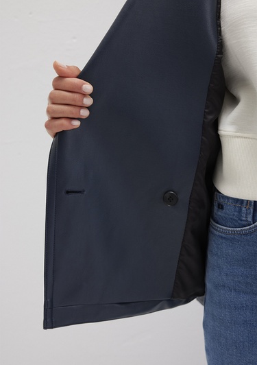  Mavi Lacivert Suni Deri Ceket Loose Fit / Bol Rahat Kesim 1110717-87822