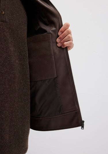  Mavi Kahverengi Suni Deri Ceket Regular Fit / Normal Kesim 0110648-70221