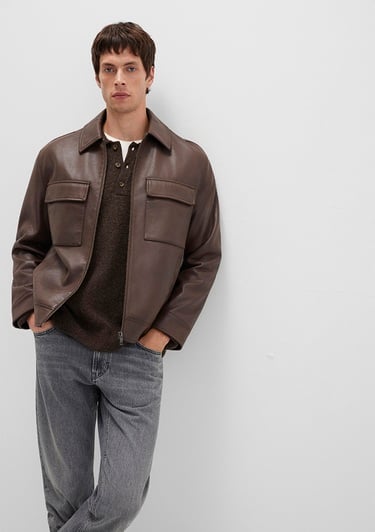  Mavi Kahverengi Suni Deri Ceket Regular Fit / Normal Kesim 0110648-70221