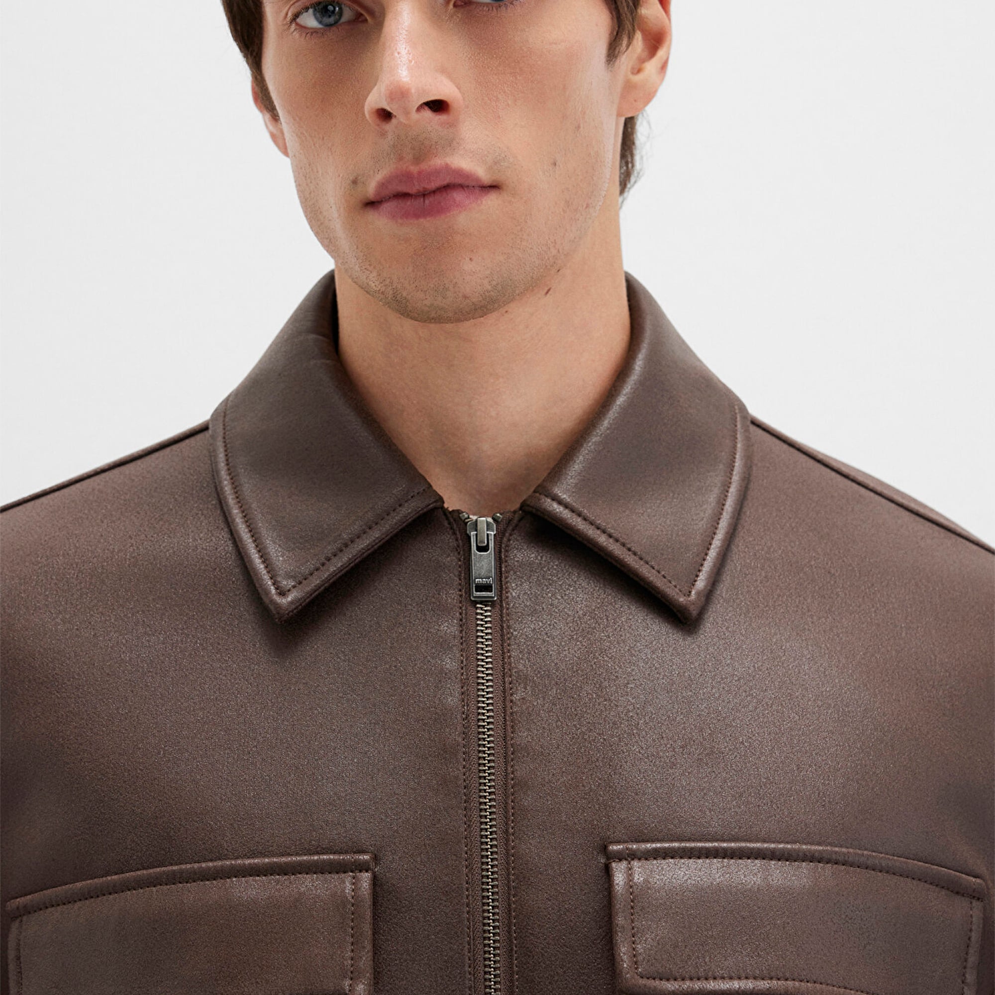 Mavi Kahverengi Suni Deri Ceket Regular Fit / Normal Kesim 0110648-70221