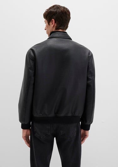  Mavi Siyah Suni Deri Ceket Loose Fit / Bol Rahat Kesim 0110636-71379