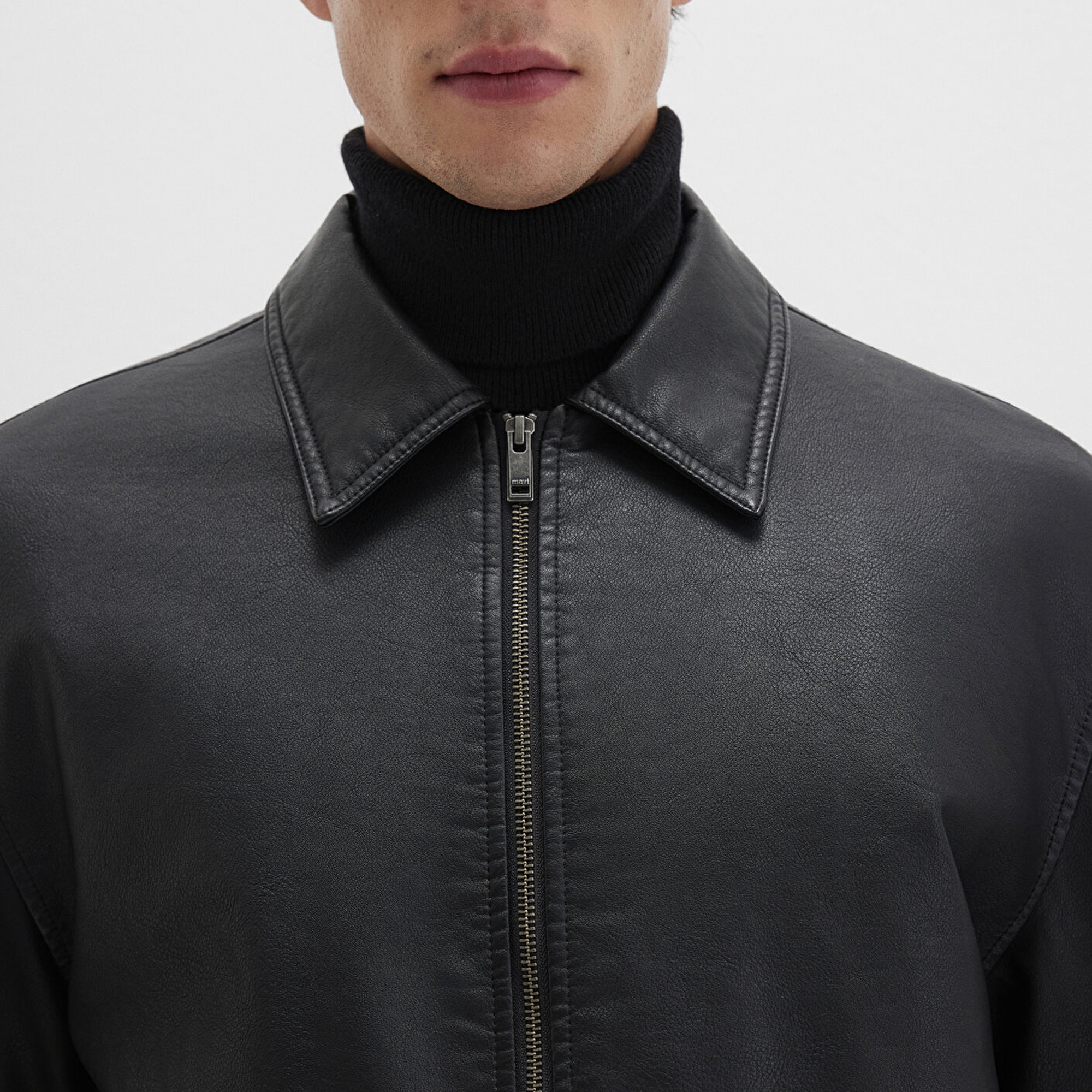 Mavi Siyah Suni Deri Ceket Loose Fit / Bol Rahat Kesim 0110636-71379