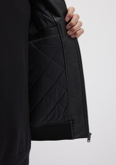  Mavi Siyah Suni Deri Ceket Loose Fit / Bol Rahat Kesim 0110636-71379