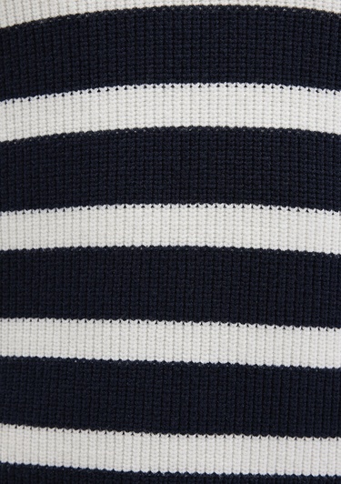  Mavi Yarı Fermuarlı Çizgili Lacivert Kazak Slim Fit / Dar Kesim 0710131-70490