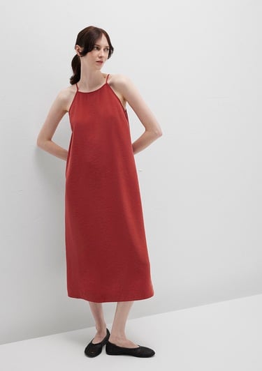  Mavi Askılı Kırmızı Elbise 1310770-70450