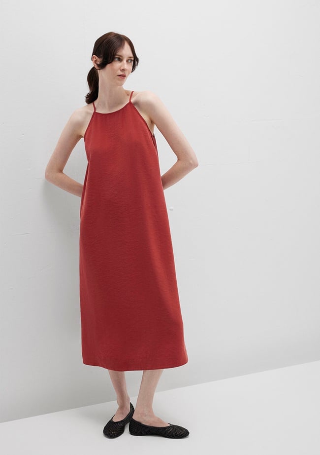  Mavi Askılı Kırmızı Elbise 1310770-70450