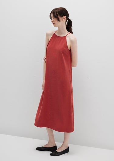  Mavi Askılı Kırmızı Elbise 1310770-70450