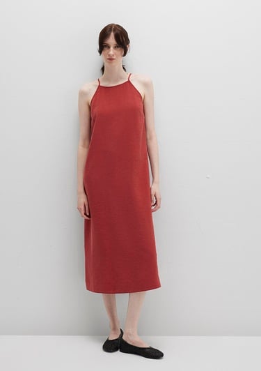  Mavi Askılı Kırmızı Elbise 1310770-70450