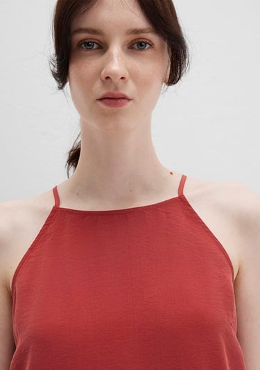  Mavi Askılı Kırmızı Elbise 1310770-70450