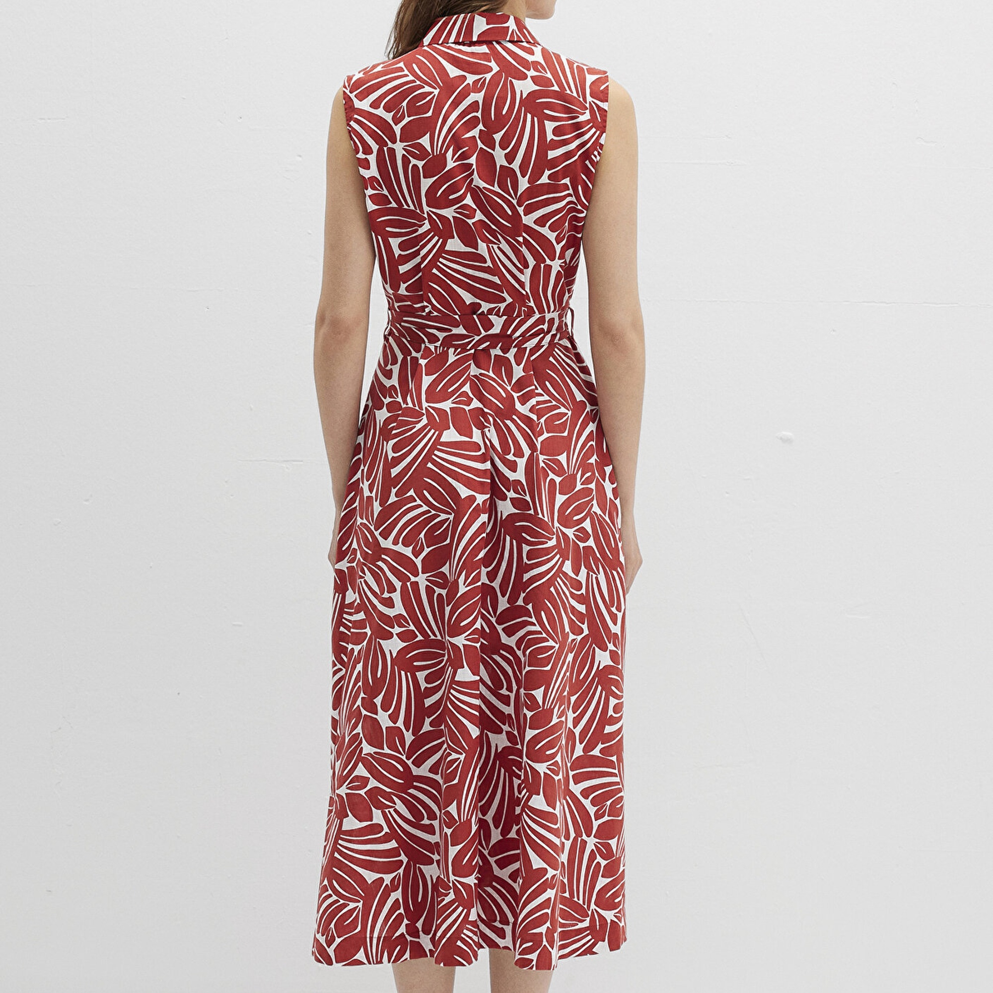 Mavi Baskılı Kırmızı Uzun Elbise 1310766-91314